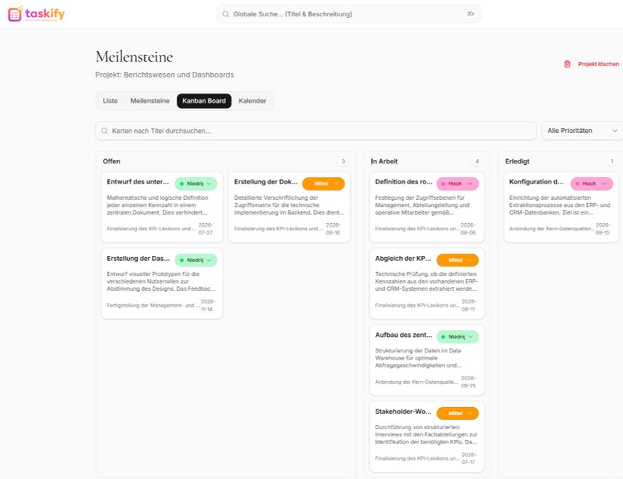 Nutzen Sie Kanban Boards, um den Überblick zu behalten.